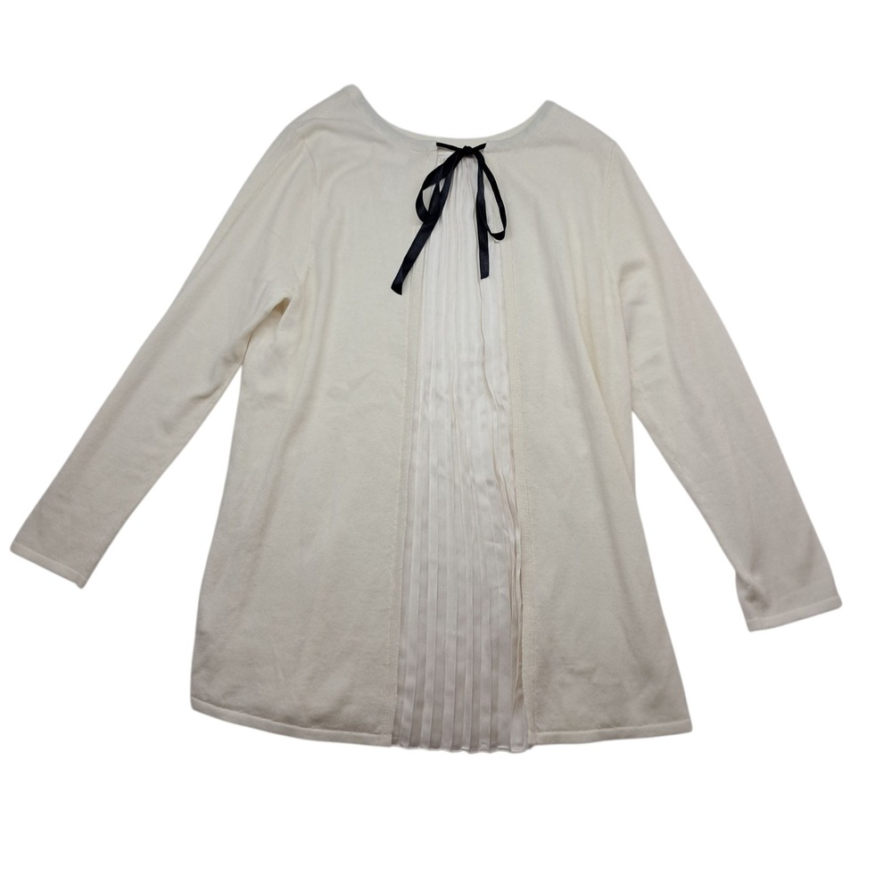 NWT Soft Surroundings Reserva Sweater Women's XL Cream Wool Blend Pleated Back
